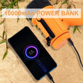 YIERBLUE Rechargeable Spotlight,Handheld Rechargeable Spotlight 18W Waterproof Flashlight, Super Bright 6000 Lumens LED,10000mAh 20h Ultra-Long Standby,Ideal Spotlight for Boating, Camping…