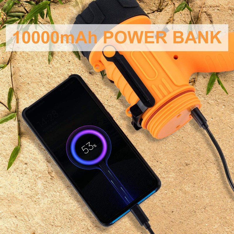 YIERBLUE Rechargeable Spotlight,Handheld Rechargeable Spotlight 18W Waterproof Flashlight, Super Bright