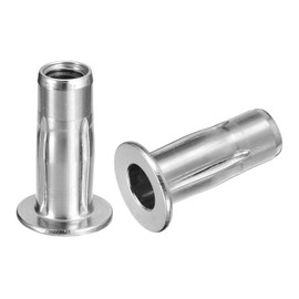 sourcing map M8 multi-grip rivet nuts, 2 pieces, pre-drilled shaft, flat head thread insert nuts, 304 stainless steel plus nuts for construction industry