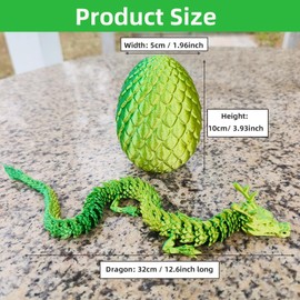 3D Printed Dragon Egg, Mysterious Dragon Egg Surprise Toys, for Home and Office Executive Desks Décor (Green)