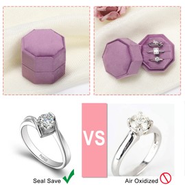 WantGor Velvet Ring Box, 3 Slots Jewelry Ring Gift Box Vintage Ring Display Holder Case for Wedding Ceremony Proposal Engagement (Purple)