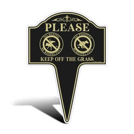 GicnKeuz Keep Off the Grass Sign, 14"×10" Heavy Duty Aluminum Sign, Keep Dogs Off Lawn Sign, Stay Off Grass Signs for Yard, Easy to Install, Outdoor Use