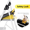 KINGRACK 3 Step Folding Ladder, 800lbs Capacity Step Stool with