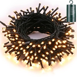 Toodour Battery Christmas Lights, 68.9ft 200 LED Christmas String Lights with 8 Twinkle Modes, Timer, Waterproof Battery Operated String Light for Home, Party, Holiday, Xmas Decor - Warm White