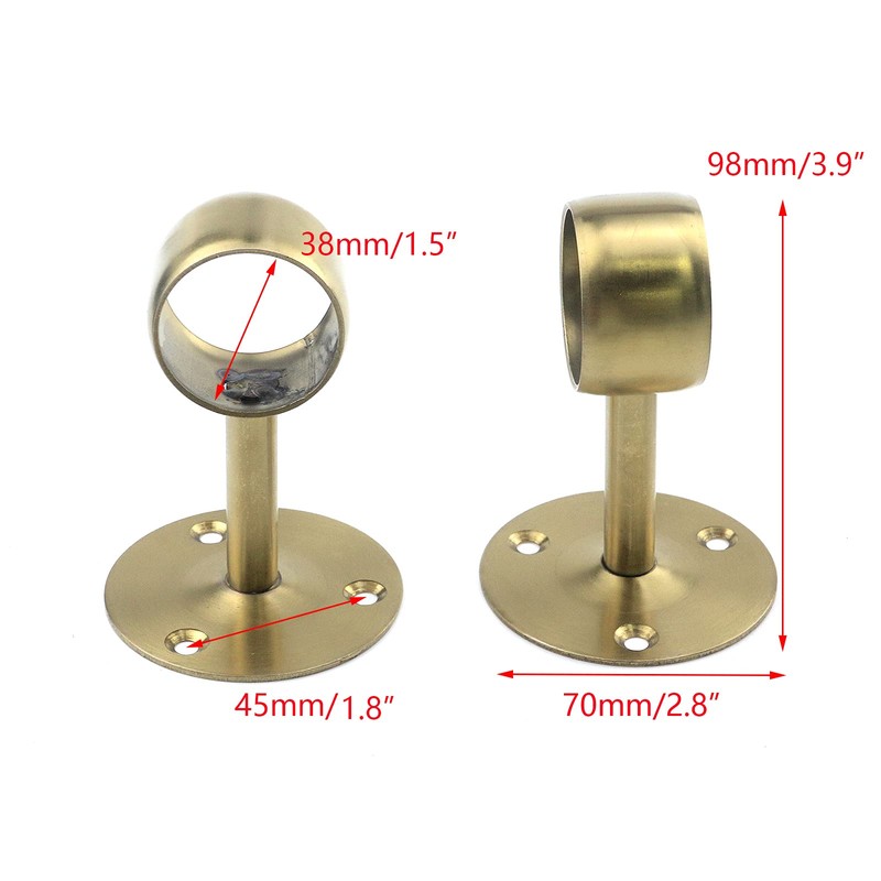 Antrader 4-Pack Stainless Steel 1.5" Diameter Wardrobe Closet Rod Rail