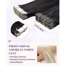 LaaVoo Tape in Extensions Human Hair Brown Tape in Hair Extensions Human Hair #2 Darkest Brown Hair Extensions Tape in Human Hair 14 Inch 20 Pcs 40 Gram Invisible Tape Extensions Human Hair
