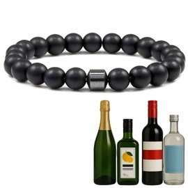 TACBSP Glame Anti Alcohol Bracelet for Men Women Stop Drinking Alcohol Manifestation Hematite Adjustable Bracelet Set for Men Women Anxiety Stress Relief Gifts, Large, Alloy, no gemstone