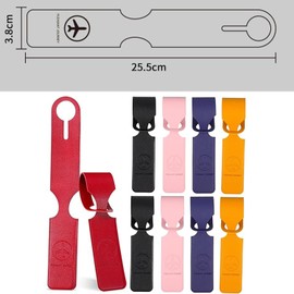 WEZCHUGHAOL Leather Bag Tags, 6 Pieces Faux Double-Sided Luggage Tags,6 Colors