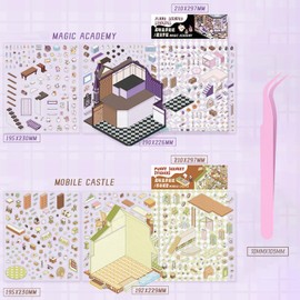 HTTDSLF 3D Sticker Scene, Sticker Therapy, 3D House Sticker, 3D Stickers 3D House Stickers, Scene Stickers, 3D Large Sticker Scene, Suitable for Adults and Children to Relieve Stress and Pass The Time