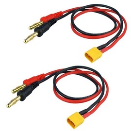 Yiqigou 2pcs XT30 Male Plug Connector Adapter to 30cm 16awg Cable Wire to 4mm 4.0mm Banana Plug Connector Adapter