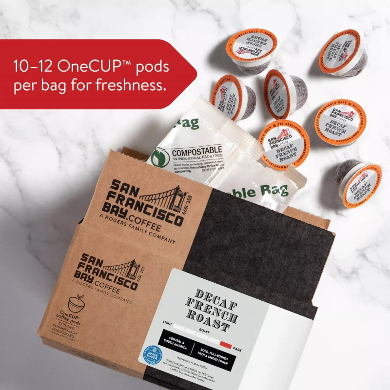 SAN FRANCISCO BAY SF Bay Coffee DECAF French Roast Compostable