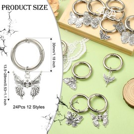 UR URLIFEHALL 24 pcs 12 Styles Antique Silver Animal Shoe Decoration Gothic Skull Moth Butterfly Bat Shoe Charms for Shoes Bag Purse DIY Crafts Making, No Gemstone