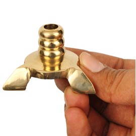 Putrika Traditional Handicrafted Brass Wick Holder|Thiri Stand|Batti Stan |Wick Sustainer Candle Wick Holder|Cotton Wick Holder for Pooja Fits in All Type Diyas - Wick Holder (2), Big, Gold