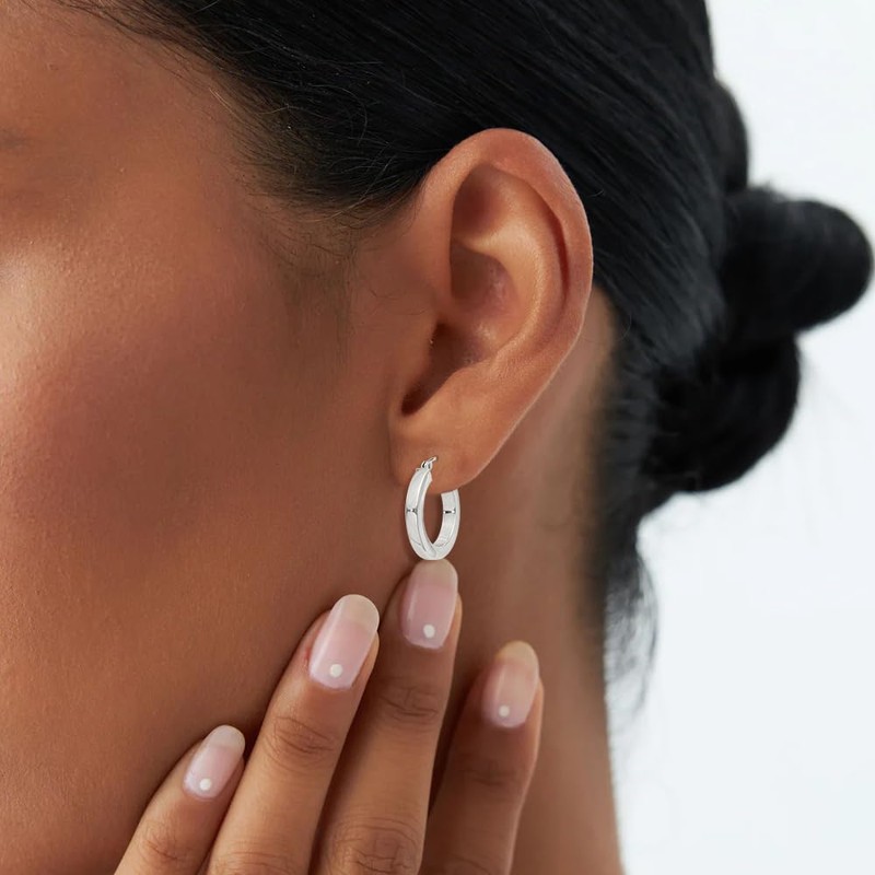 Auriga Fine Jewelry 925 Sterling Silver Square Tube Hoop Earrings