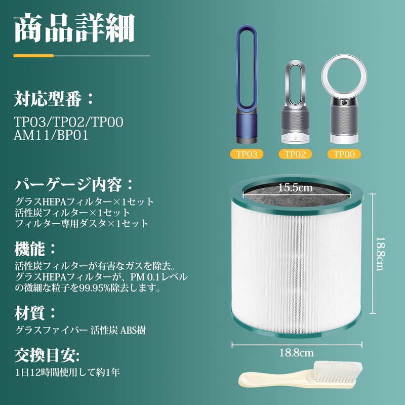 Dyson TP03 TP02 TP00 AM11 BP01 Air Purifier Filter, Dyson