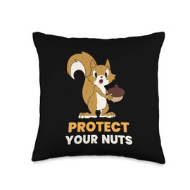 Squirrel Protect Your Nuts Squirrel Food Gift Throw Pillow
