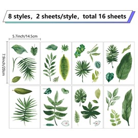 craspire Plant Wall Stickers Leaf Wall Stickers Green Window Stickers Waterproof Removable Vinyl Wall Art for Classroom Bedroom Living Room Decorations