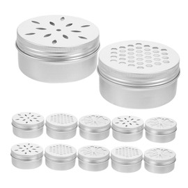 BIUDECO 12pcs Hollow Spiral Aluminum Box Metal Round Tins Office Storage Tins Containers for Crafts Jars for Candles Aluminum Tea Storage Container Round Silver