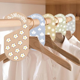 8pcs Baby Closet Dividers - Wooden Baby Clothes Organizer for Nursery & Closet - Adorable 8 Size Clothes Organizer with 8 Unique Designs - Dress Dividers for Boys & Girls (8 Patterns-9)