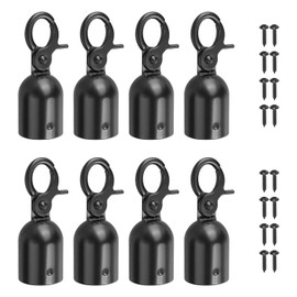 PATIKIL 1.1"x3" Stanchion Rope End Stopper, 8 Pack Cord End Caps Barrier Rope End Cap Snap Hooks for Crowd Control Queue Divider, Black