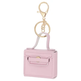 PATIKIL PU Leather Handbag Keychain, Coin Purse Keychain Earphone Pouch Handbag Decoration Purse Charm Cute Pendant Keychain, Pink