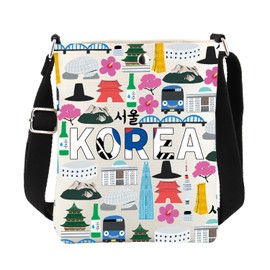 FUSTMW Korea Gifts Korean Crossbody Bag Korea Traditional Gift for Korean Keepsake Cross Body Bucket Bag with Shoulder Strap, Korea C Bag