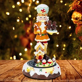 innodept12 Nutcracker Figure and Rolling Train Collectible - Christmas Figurine with LED Light and Music, Battery Operated, Heigh 7.87 Inches