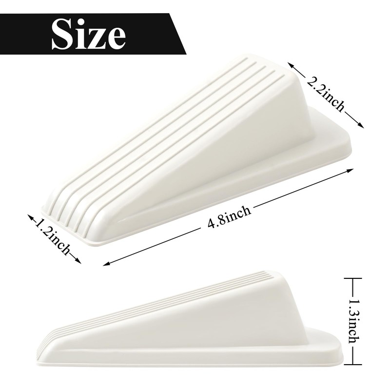 4 Pack Door Stoppers for Bottom of Door, White 4.8x2.2x1.3in