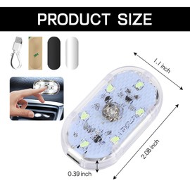 Hbxdeco 4 PCS Car LED Lights Interior Wireless, Super Bright Auto Interior Ambient Light with 6 Bright LED Lamp Beads, Portable USB Rechargeable Car Led Night Light for Vehicle Decor(White)
