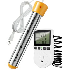 1500w Immersion Water Heater, Electric Submersible Water Heater with Thermostat Temperature Controller and 304 Stainless Steel Guard, Anti-scalding Heater for Bathtub, Timer Pool Heater Above Ground