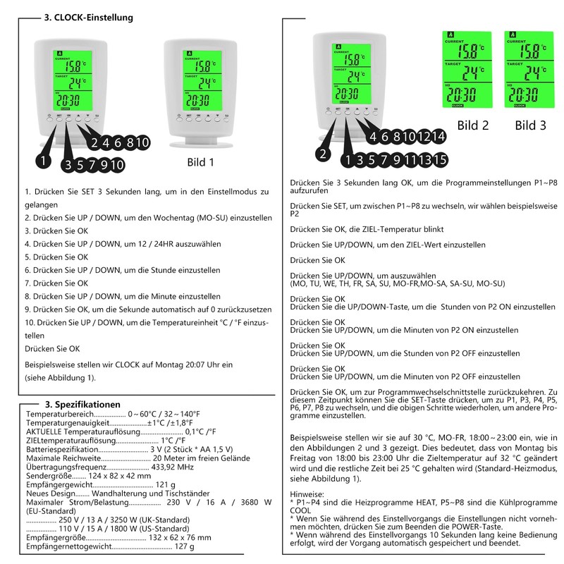 diymore Wireless Thermostat Socket, Infrared Heating Thermostat with Heating and