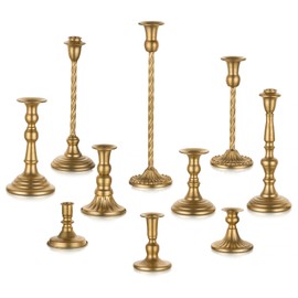 Candeldo Candlestick Candle Holders Gold: Tall Taper Candles Stick Holder Wedding Decor Set of 10 Dinning Table Centerpiece Vintage Metal Candle Stand
