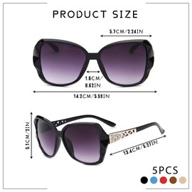SAIIURV 5-teilige übergroße polarisierte Damen-Sonnenbrille, UV-Schutz, 5 Farben