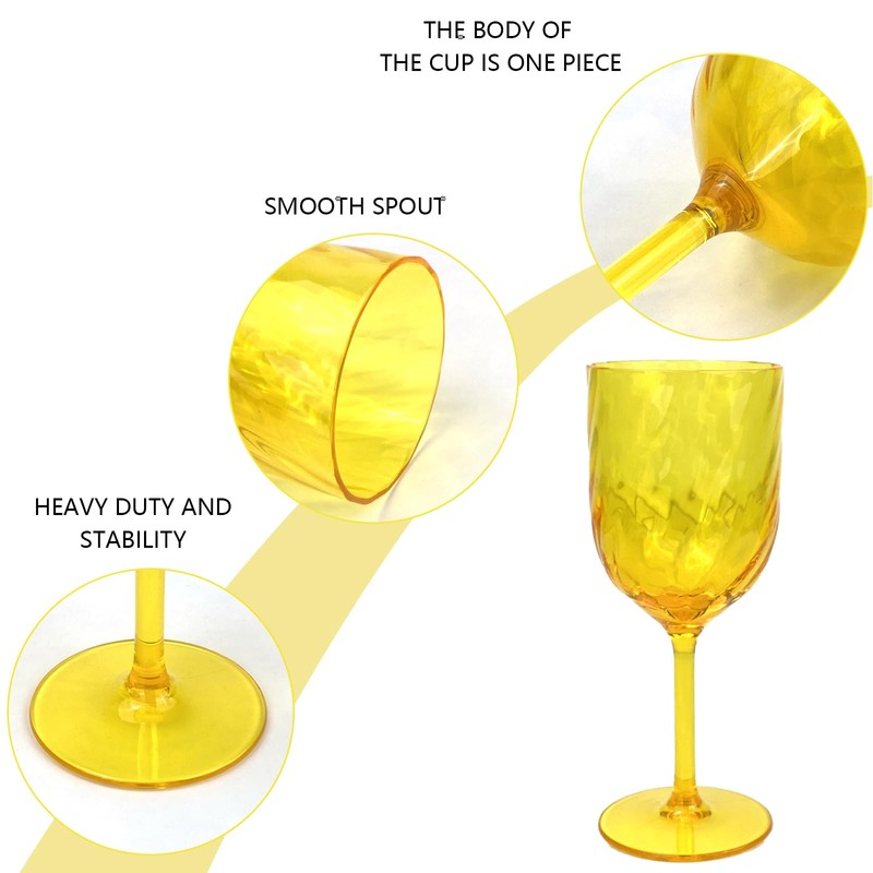 Yalin Set of 6 Unbreakable 15 oz Acrylic Plastic Wine