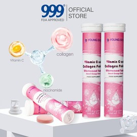 9 Young-Basic Collagen Drink with Vitamin C Effervescent Tablets- Replenish Skin Elasticity - Healthcare, Edible, Beauty, Colagen Tablet Supplement Fitness Dietary - Specification: 2 bottle (40 tablets)