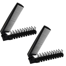 2 Pieces Double Headed Travel Hair Brushes, Collapsible Pocket Hair Brush Comb, Anti-Static Small Folding Hair Brush for Thick Curly or Straight Hair and Wigs for Effortlessly Detangles Hair