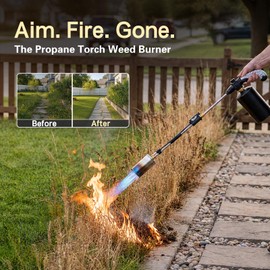 KOACKL Propane Torch Weed Burner, Heavy-Duty Blow Torch, 2372°F High-Heat Output, 30" Extended Reach for Weeding, Snow Melting & Asphalt, Roofing, BBQ, Self-Igniting (Tank Not Included)