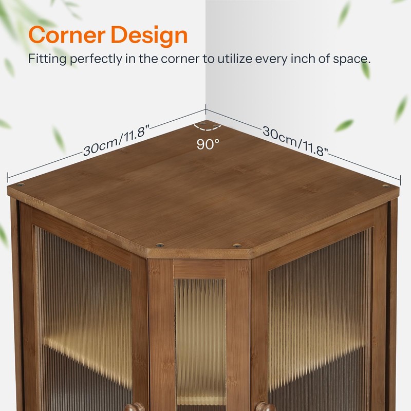 Bread Box, Bamboo Bread Box for Kitchen Countertop, 2-Tier Corner
