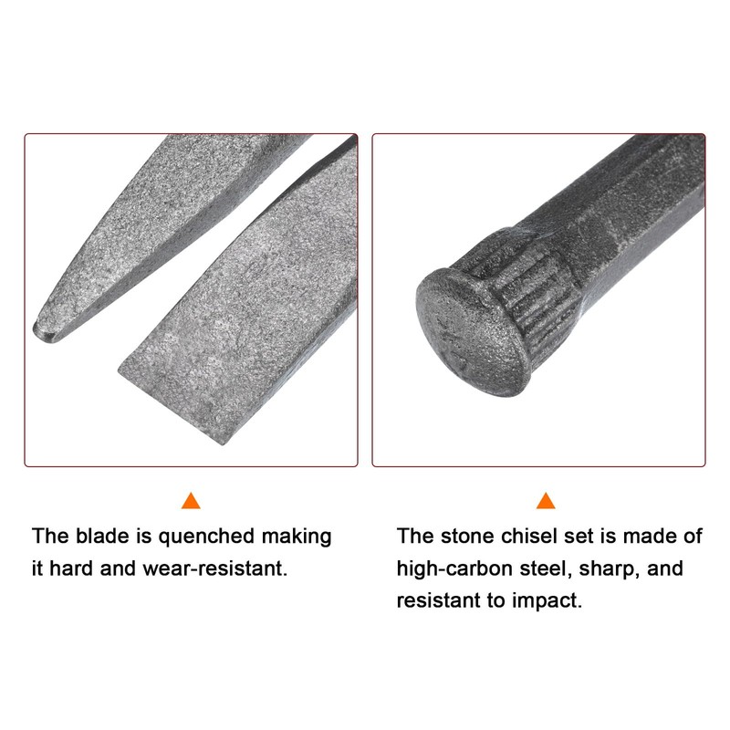 HARFINGTON 1set Masonry Chisel for Rock 13.8" Flat Head 14.6"
