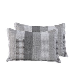 Marina Decoration Rich Printed Embossed Pinsonic Coverlet Bedspread Ultra Soft 3 Piece Summer Quilt Set with 2 Quilted Shams, Modern Grey Striped Pattern Queen/Full Size