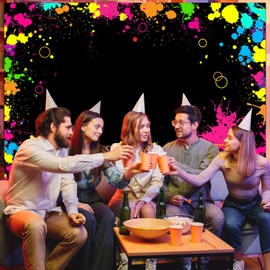 Avezano Neon Party Decorations Neon Backdrop for Glow Party Splatter Blacklight Photo Backdrop Glow in The Dark Dance Party Supplies 7x5ft