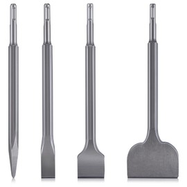 LEONTOOL 4 PCS SDS-Plus Chisel Set, 40CR Steel Rotary Hammer Drill Chisel Bits, Point Flat Thinset Scaling Chisels, 10" Tile Removal Chisels for Chipping and Removing Masonry, Concrete, Brick, Tile