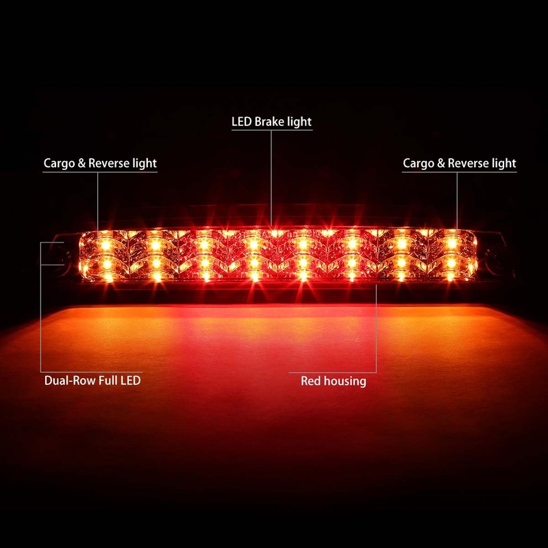 DNA MOTORING 3BL-DRAM94-LED-RD Red Lens LED Third Tail Brake Light
