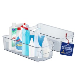 Lifemaster Pantry Organizers and Storage Bins - Stackable Clear Bins for Kitchen and Freezer, Snack Pantry Organizer, Refrigerator Storage Solutions, Multi-Purpose Kitchen Storage Bins - 2 pack