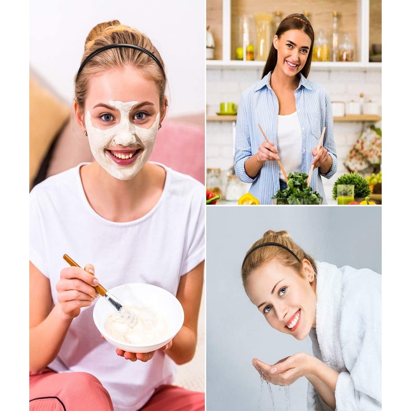 Pack of 4 Thin Plastic Headbands with Teeth Soft Headbands