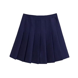 ZHANCHTONG Women's High Waist A-Line Pleated Mini Skirt Short Tennis Skirt (Navy Blue, M)