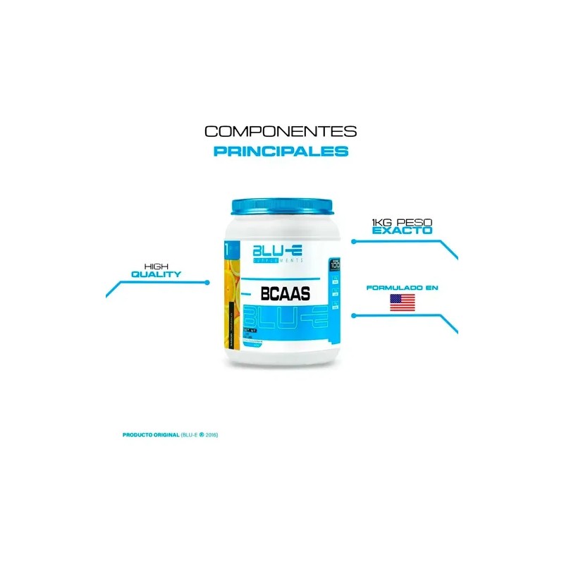 Aminoácidos Bcaas Blu-e 1 Kg Sabores 100 Servicios