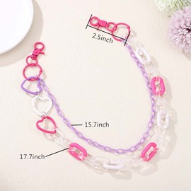 Tgirls Hip Hop Pants Chain Acrylic Jean Chain for Women Punk Pocket Chains for Men Layered Goth Keychains Colorful Trouser Chain Rock Wallet Chain Body Accessories for Girls (2 Heart-purple)