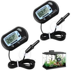 OIHCAZ Aquarium Thermometer 2PCS, Digital Fish Tank Thermometer with LCD Display, Water Temperature Gauge for Aquariums, Reptile Tanks, Incubators, Fridges (-50°C to +70°C / -58°F to +158°F)