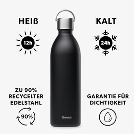 Qwetch - Vacuum Flask Active Matt, Black, 1 L